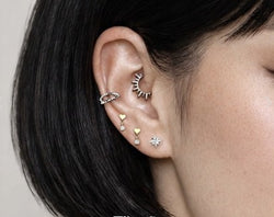 Heart Top CZ Dangle Titanium Threadless Stud for Labret Tragus Lobe Helix