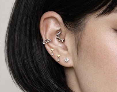 Titanium Hinged Segment Double Hoop Ring Outward Facing Pyramid Cuts