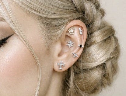 Titanium Threadless Push In Airplane CZ Replacement Top Belly Lip Ear