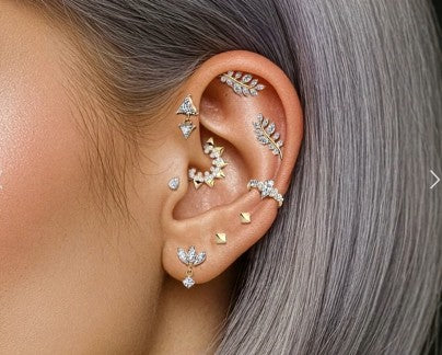 Titanium Threadless Push In Floating Convex Base Marquise CZ Top Only