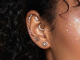Titanium Marquise CZ Fan Hinged Segment Hoop Ring For Daith Helix Cartilage