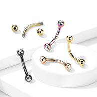Implant Titanium Press Fit CZ Curved Barbells Eyebrow Rings
