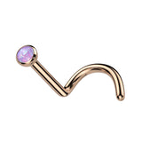 Implant Titanium Bezel Set Opal Ball  Nose Screw Ring