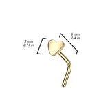Implant Titanium Flat Heart Top L Bend Nose Stud Ring