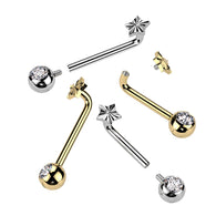 Implant Titanium L Bent Christina Piercing Jewelry With Star Diamond Cut Top