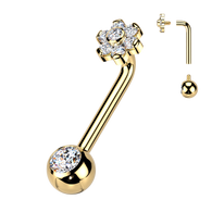 Titanium L Bent Christina Piercing Jewelry With CZ Flower Top