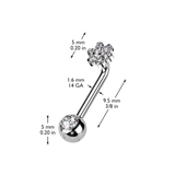 Titanium L Bent Christina Piercing Jewelry With CZ Flower Top