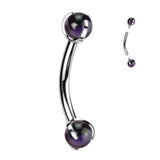 Implant Titanium Curved Barbell With Claw Set Natural Stone Ends