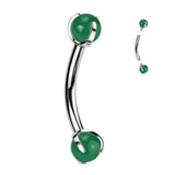 Implant Titanium Curved Barbell With Claw Set Natural Stone Ends