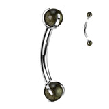 Implant Titanium Curved Barbell With Claw Set Natural Stone Ends