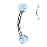 Implant Titanium Curved Barbell With Claw Set Natural Stone Ends