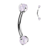 Implant Titanium Curved Barbell With Claw Set Natural Stone Ends