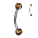 Implant Titanium Curved Barbell With Claw Set Natural Stone Ends