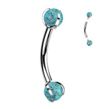 Implant Titanium Curved Barbell With Claw Set Natural Stone Ends