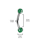 Implant Titanium Curved Barbell With Claw Set Natural Stone Ends