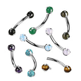 Implant Titanium Curved Barbell With Claw Set Natural Stone Ends