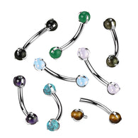 Implant Titanium Curved Barbell With Claw Set Natural Stone Ends