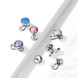 Set Of Titanium Flat Opal Top With Titanium Dermal Anchor Base