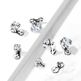 Set Of Titanium Prong Set CZ Dermal Anchor & Titanium Base