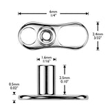 Titanium Wide Face Bezel Set CZ 2 Hole Dermal Anchor