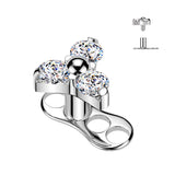 Titanium 3 Hole Dermal Anchor With CZ & Opal Triangle Top