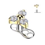 Titanium 3 Hole Dermal Anchor With CZ & Opal Triangle Top