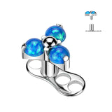 Titanium 3 Hole Dermal Anchor With CZ & Opal Triangle Top