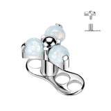 Titanium 3 Hole Dermal Anchor With CZ & Opal Triangle Top
