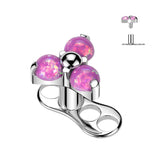 Titanium 3 Hole Dermal Anchor With CZ & Opal Triangle Top