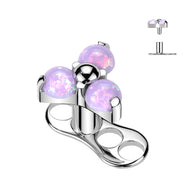 Titanium 3 Hole Dermal Anchor With CZ & Opal Triangle Top