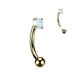 Titanium Prong Set Opal Or CZ Eyebrow Curved Barbell