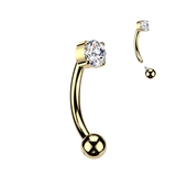 Titanium Prong Set Opal Or CZ Eyebrow Curved Barbell