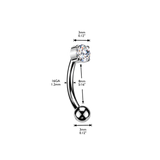 Titanium Prong Set Opal Or CZ Eyebrow Curved Barbell