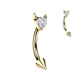 Titanium Spike With Devil Heart CZ Eyebrow Curved Barbell
