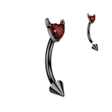 Titanium Spike With Devil Heart CZ Eyebrow Curved Barbell