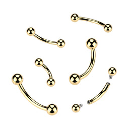 Titanium Gold Vertical Hood Piercing Curved Barbell 14G