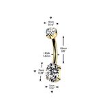 24K Gold PVD Titanium Prong Set Oval CZ Belly Button Ring