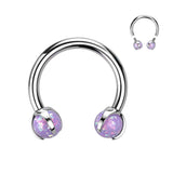 Titanium Claw Set Opal Stone Horseshoe Ear Cartilage Tragus