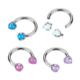 Titanium Claw Set Opal Stone Horseshoe Ear Cartilage Tragus