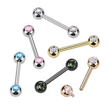 Pair Implant Titanium Internally Threaded CZ Ball Nipple Barbells