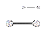 Titanium Internally Threaded Nipple Barbell With Claw Disco Ball Ends