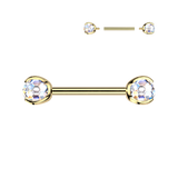 Titanium Internally Threaded Nipple Barbell With Claw Disco Ball Ends