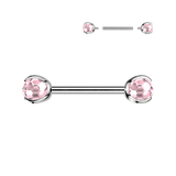 Titanium Internally Threaded Nipple Barbell With Claw Disco Ball Ends