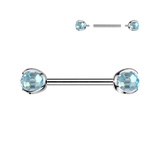 Titanium Internally Threaded Nipple Barbell With Claw Disco Ball Ends