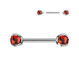 Titanium Internally Threaded Nipple Barbell With Claw Disco Ball Ends