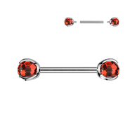 Titanium Internally Threaded Nipple Barbell With Claw Disco Ball Ends