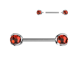 Titanium Internally Threaded Nipple Barbell With Claw Disco Ball Ends
