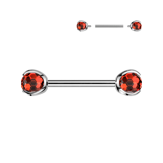 Titanium Internally Threaded Nipple Barbell With Claw Disco Ball Ends