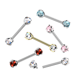 Titanium Internally Threaded Nipple Barbell With Claw Disco Ball Ends