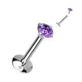 Implant Titanium Prong Set CZ Ball Lip Labret Tragus 16G